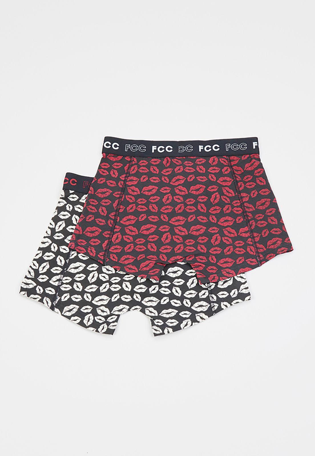 Bóxer Hombre Bipack Print Rojo Corona-1