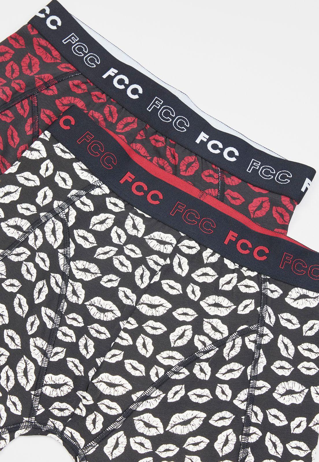 Bóxer Hombre Bipack Print Rojo Corona-2