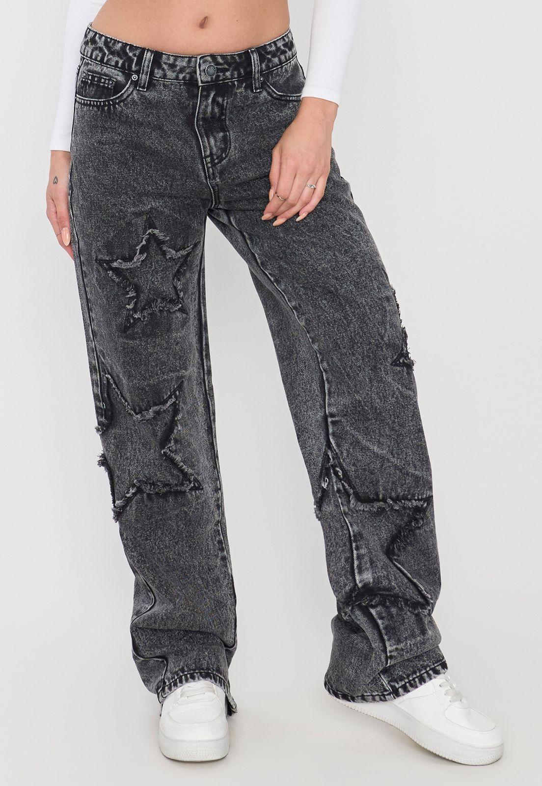 Jeans Mujer Straight Fit Noventero Gris Corona-1