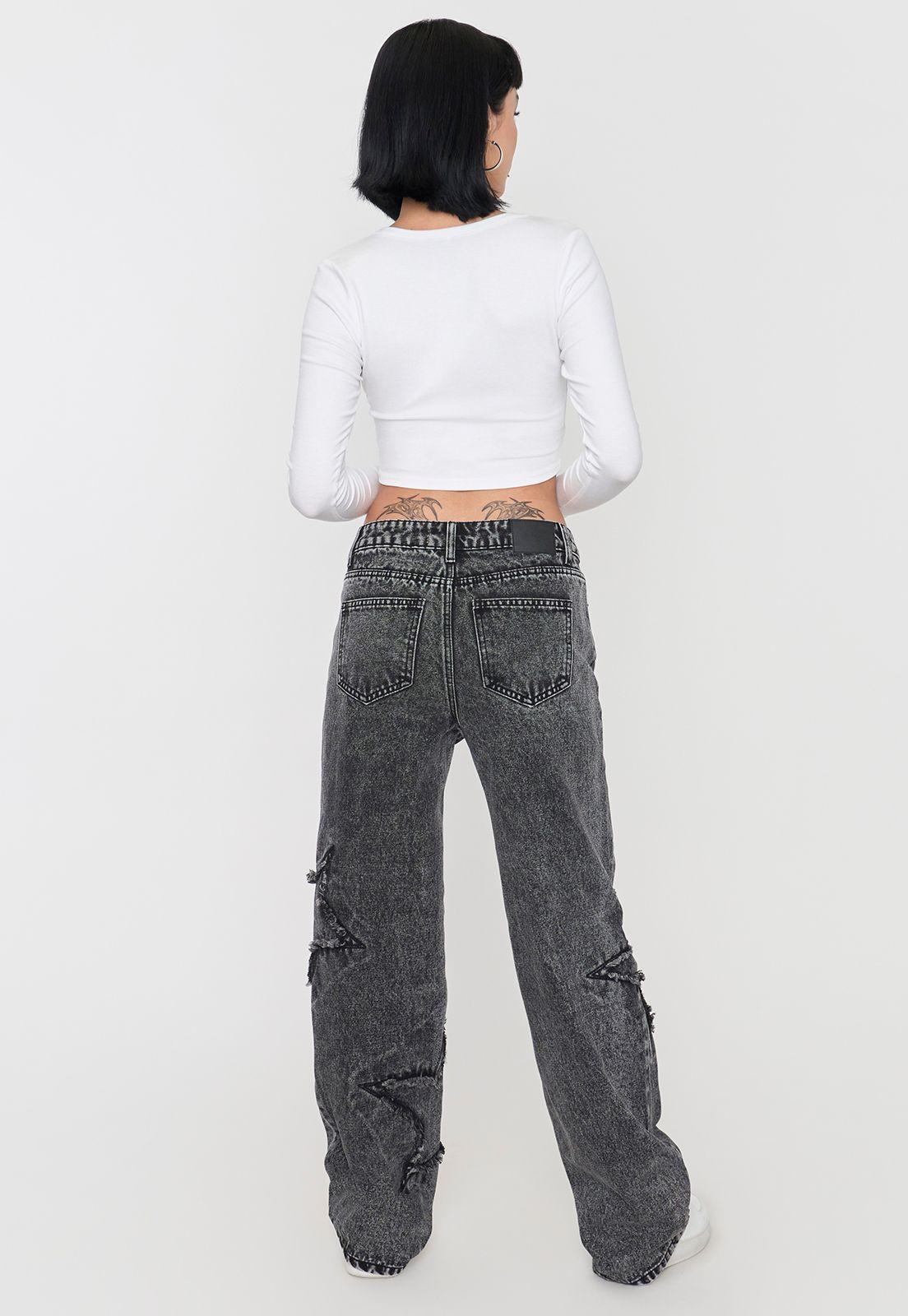 Jeans Mujer Straight Fit Noventero Gris Corona-2