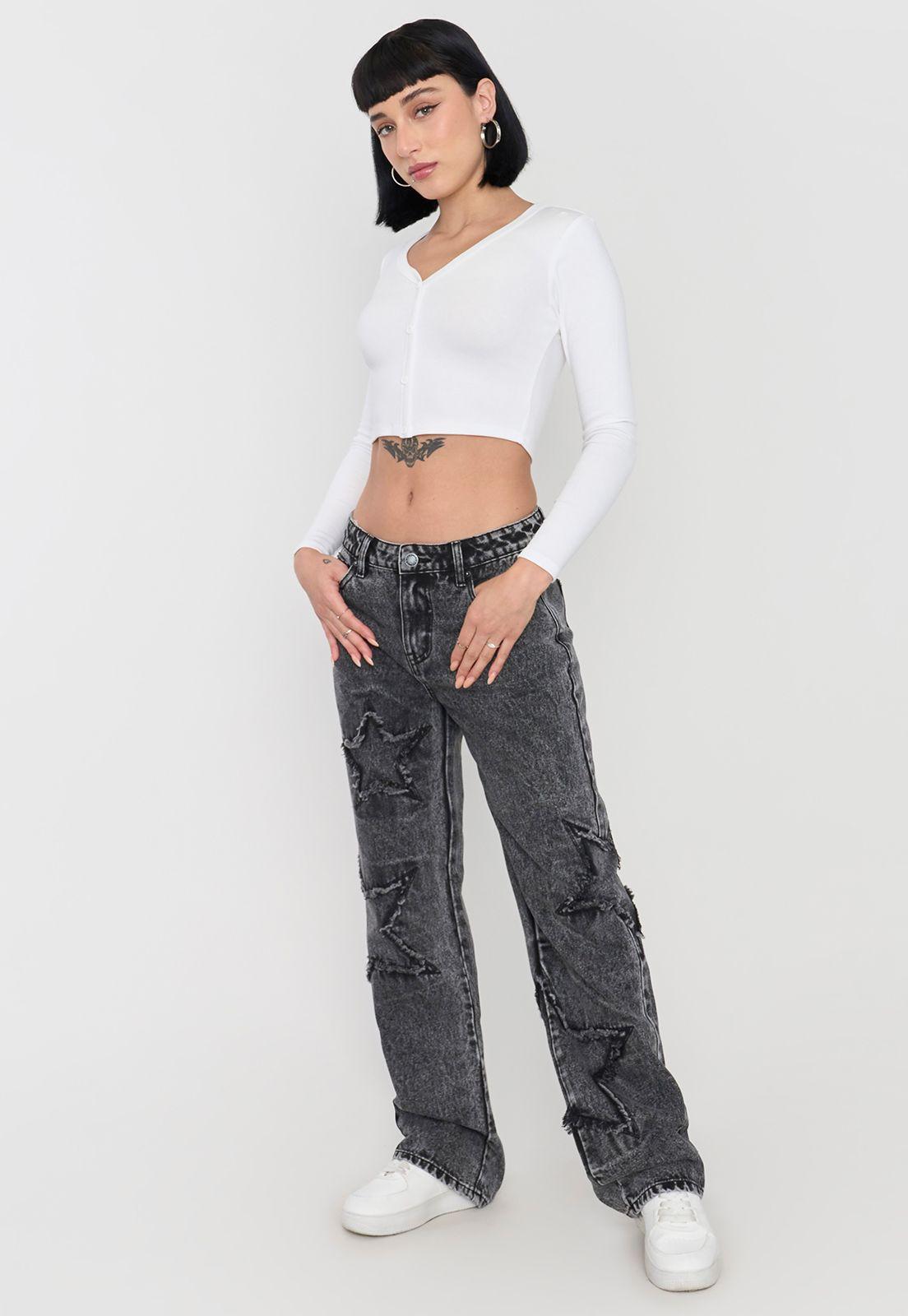 Jeans Mujer Straight Fit Noventero Gris Corona-3