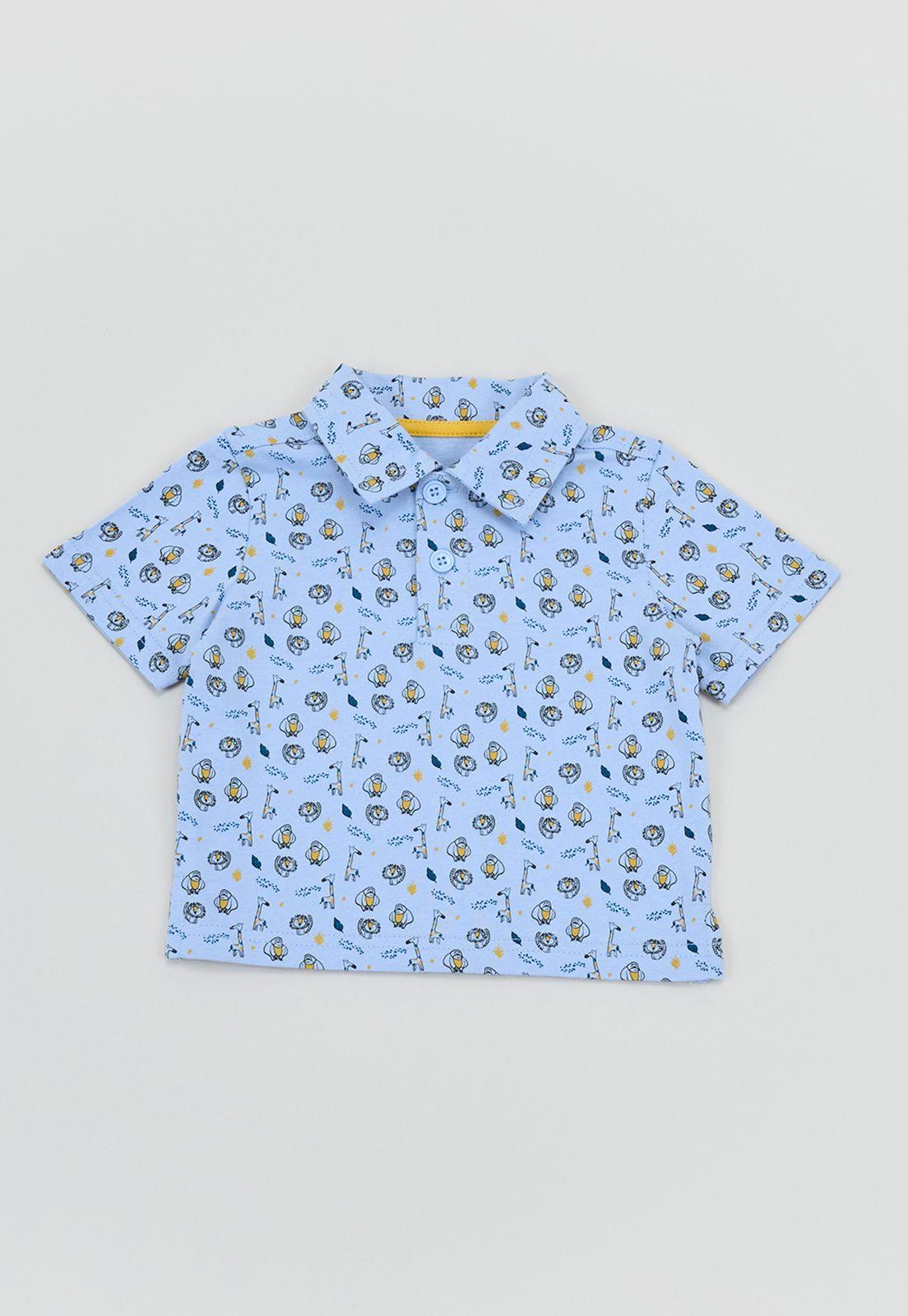 Polera Bebe Niño Cuello Botones Celeste Corona-0