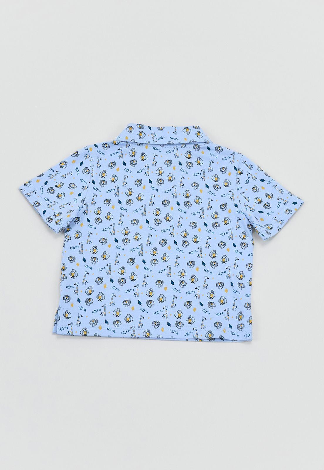 Polera Bebe Niño Cuello Botones Celeste Corona-1