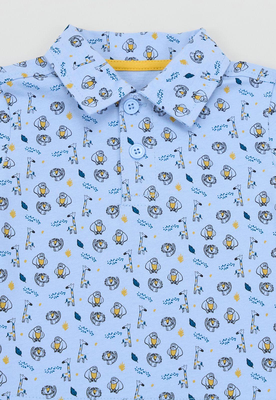 Polera Bebe Niño Cuello Botones Celeste Corona-2