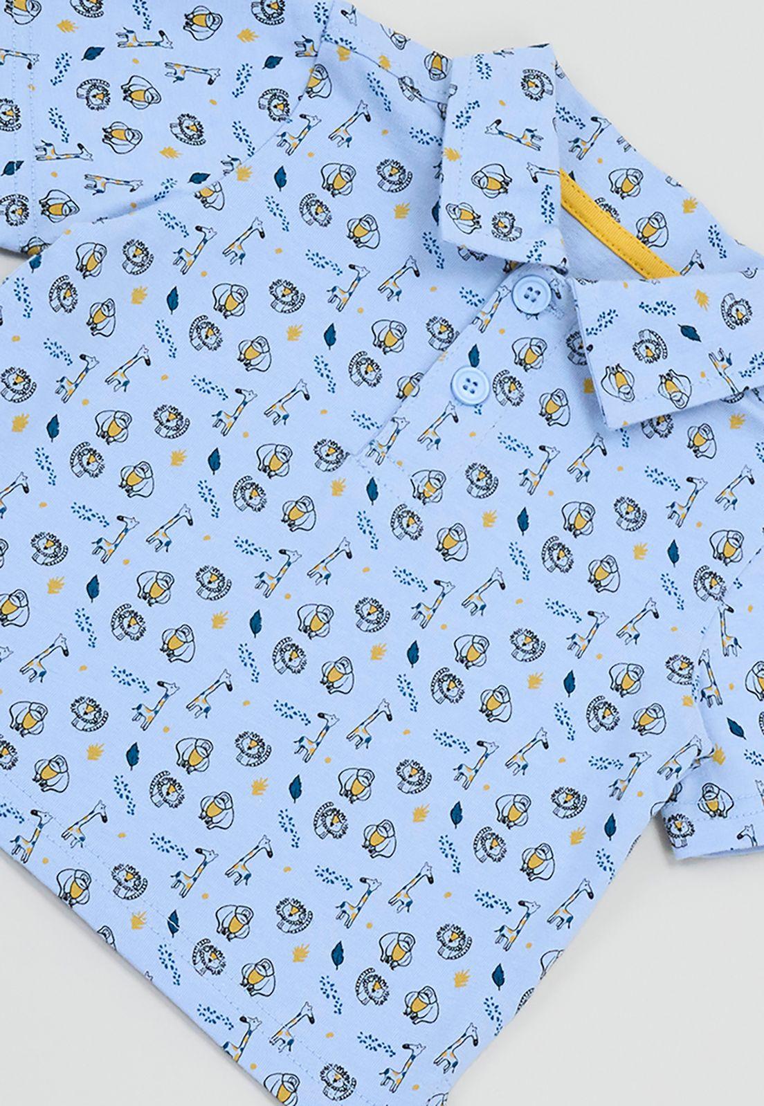 Polera Bebe Niño Cuello Botones Celeste Corona-3