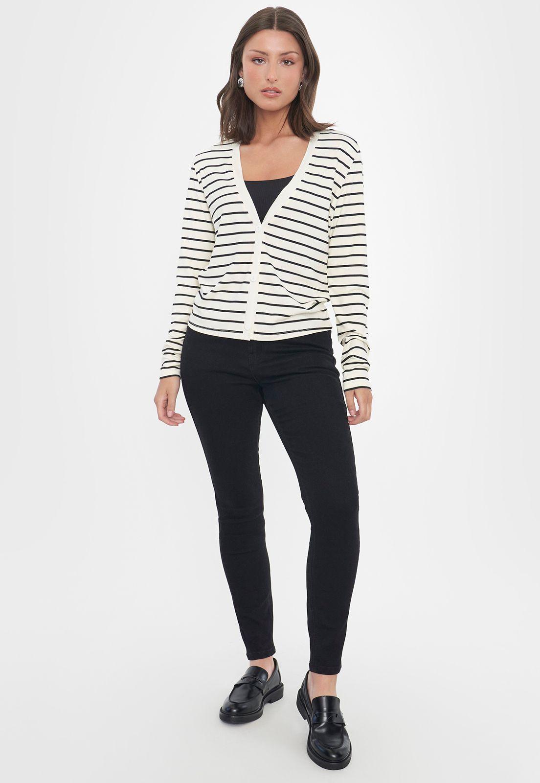 Sweater Mujer Cárdigan Líneas Negras Corona-3