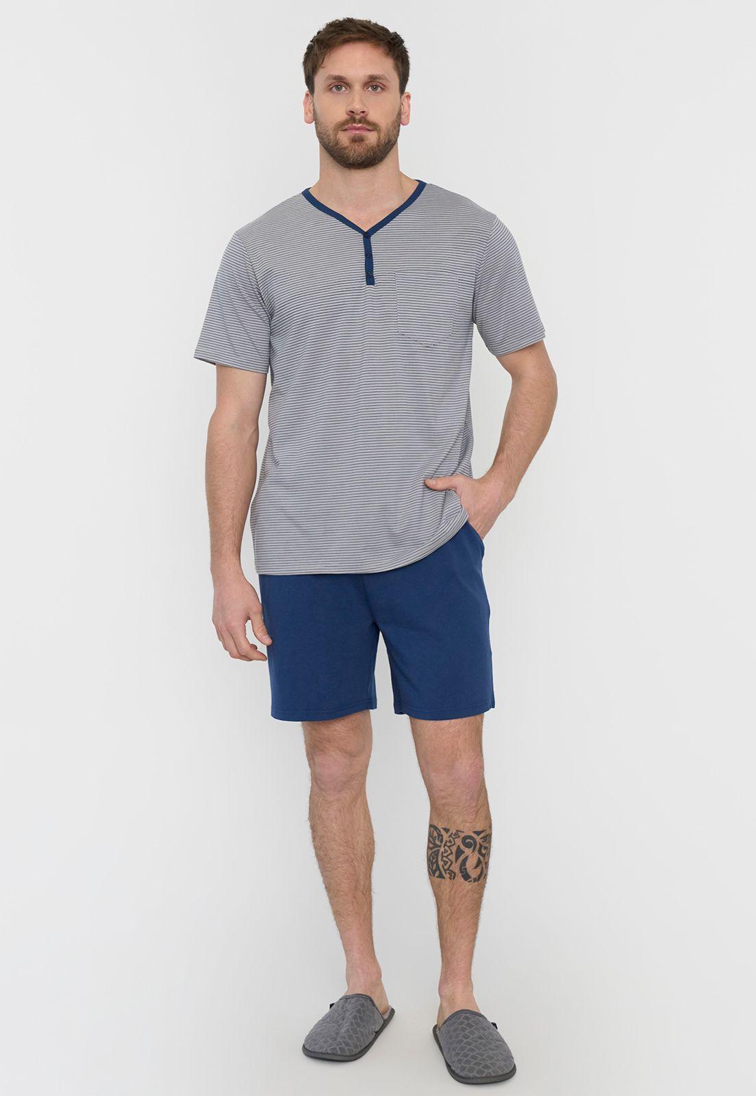 Pijama Hombre Henley Gris Corona-3