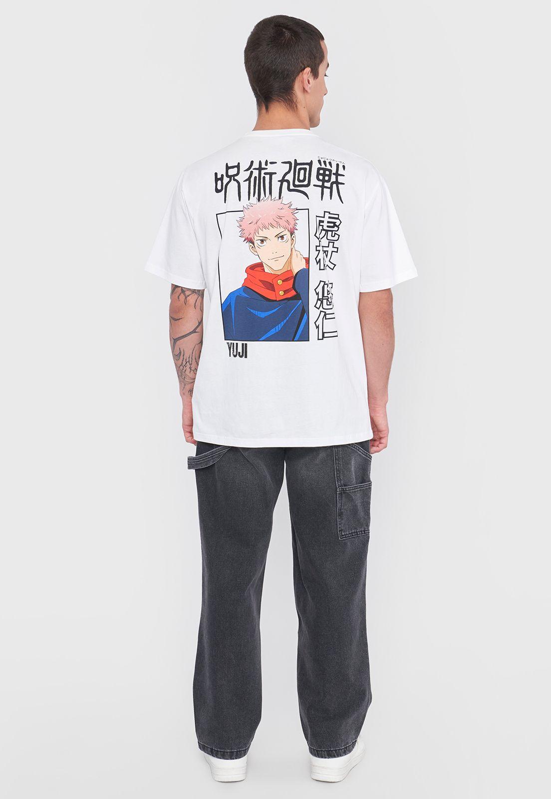 Polera Hombre Licencia Jujutsu Kaisen Blanco Yuji Corona-1