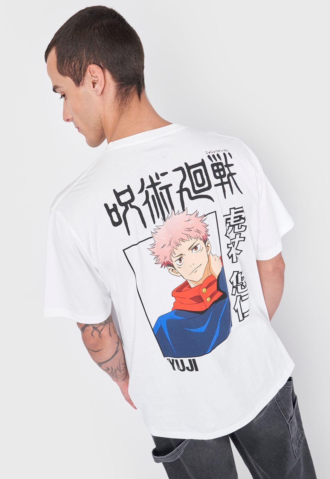 Polera Hombre Licencia Jujutsu Kaisen Blanco Yuji Corona-2