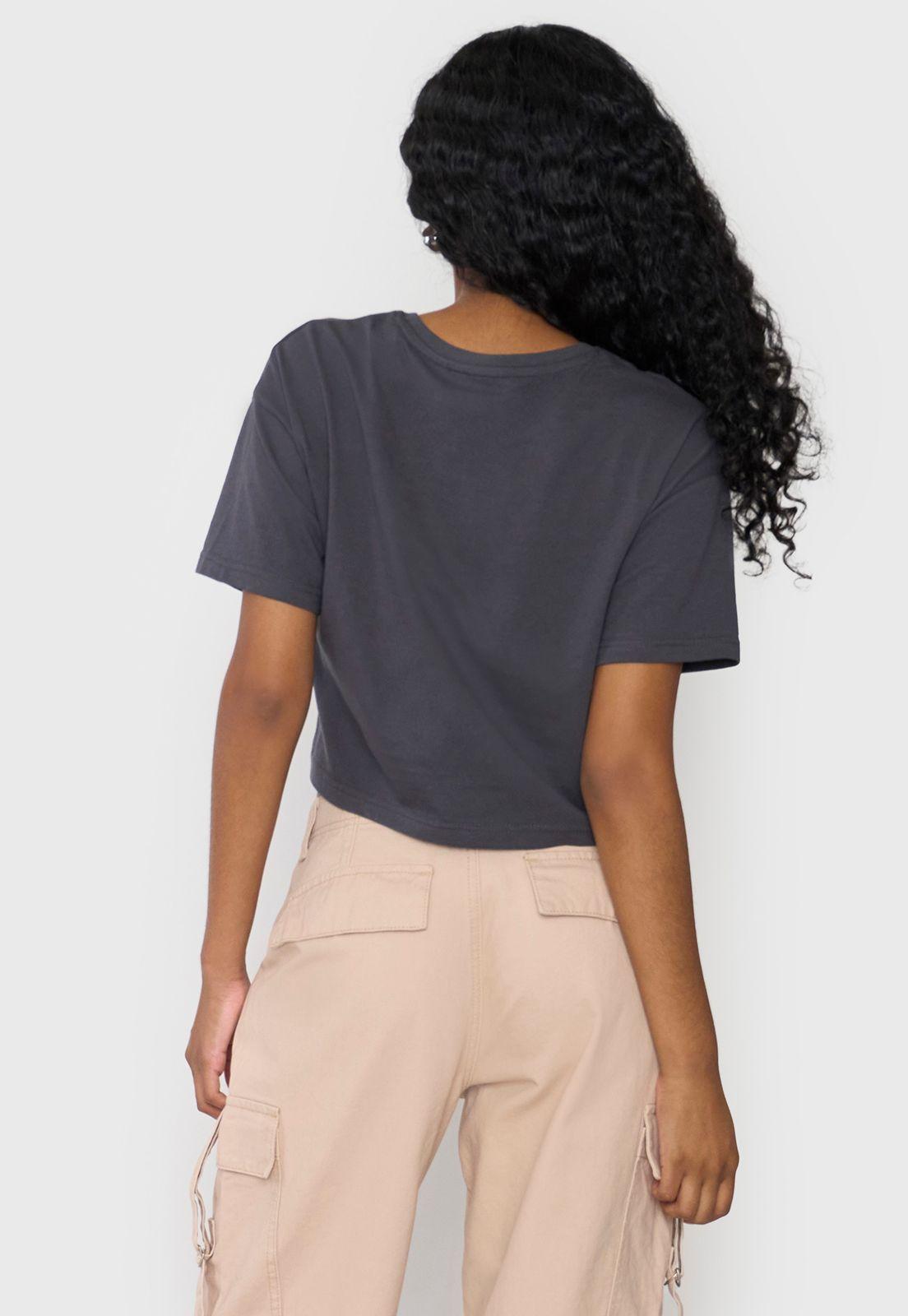 Polera Mujer Fun Manca Corta Crop Gris Corona-1