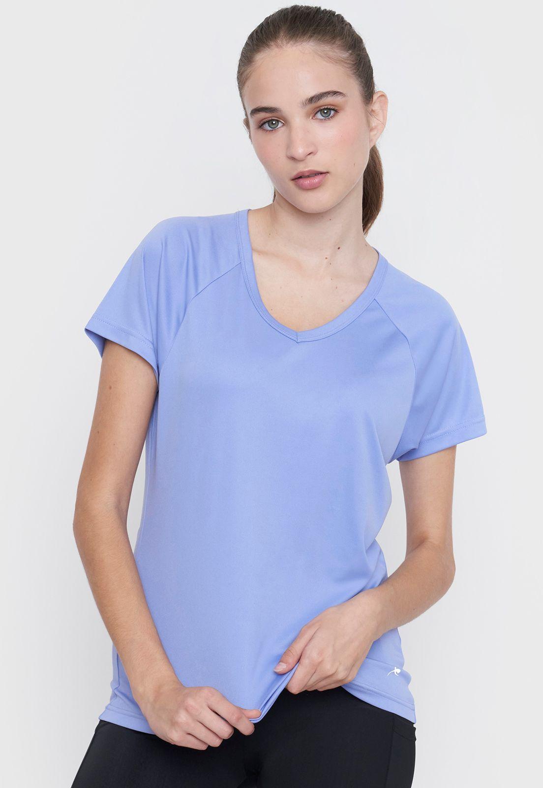 Polera Mujer Deportivo V-Neck Celeste Corona-0