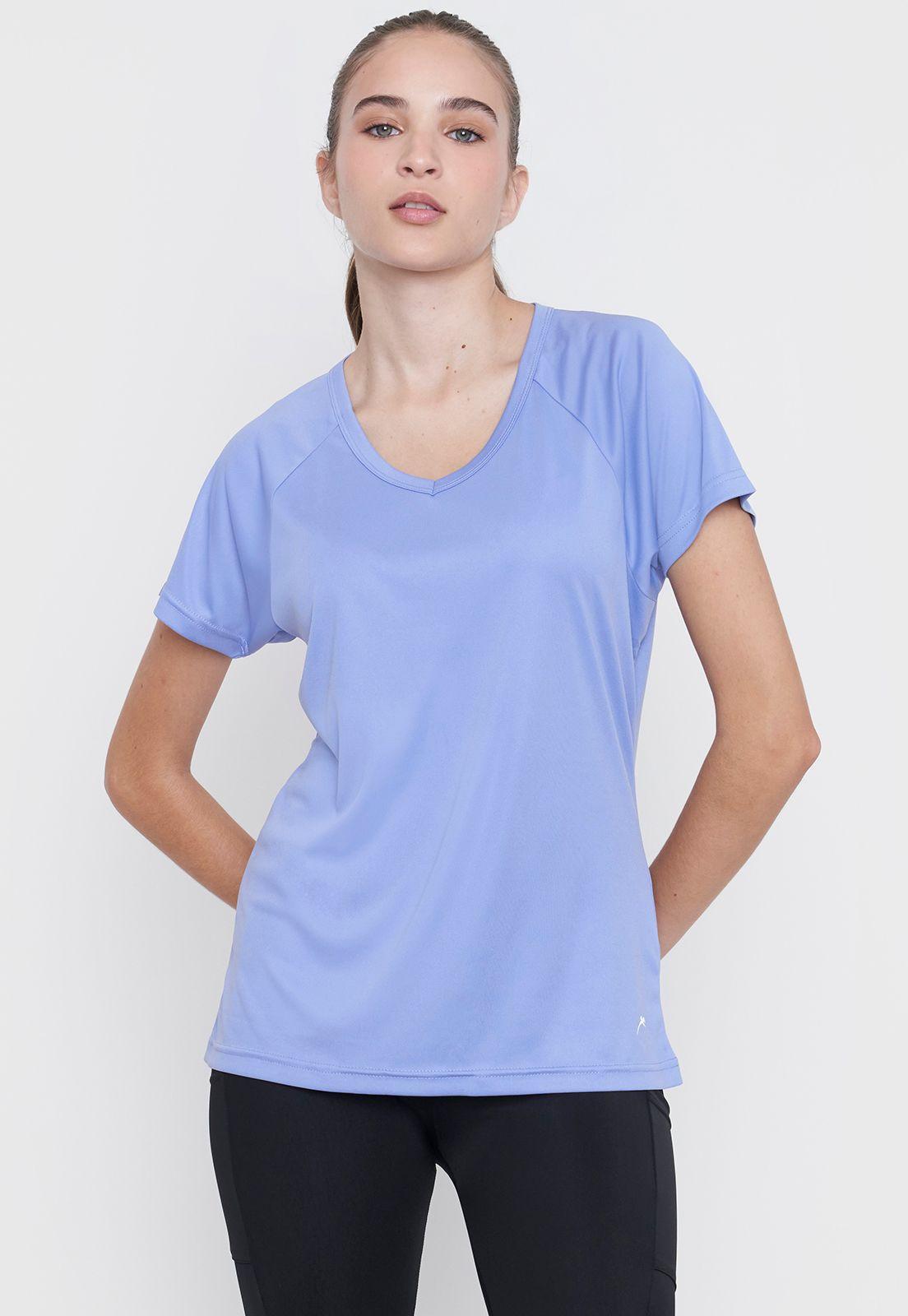 Polera Mujer Deportivo V-Neck Celeste Corona-2