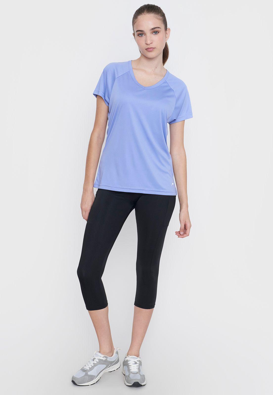 Polera Mujer Deportivo V-Neck Celeste Corona-3
