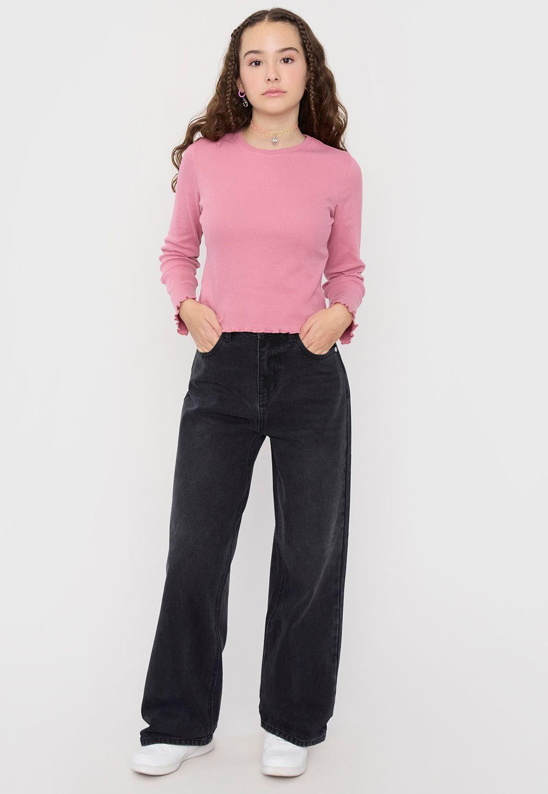 Jeans Niña Teen Wide Leg Negro Corona-0