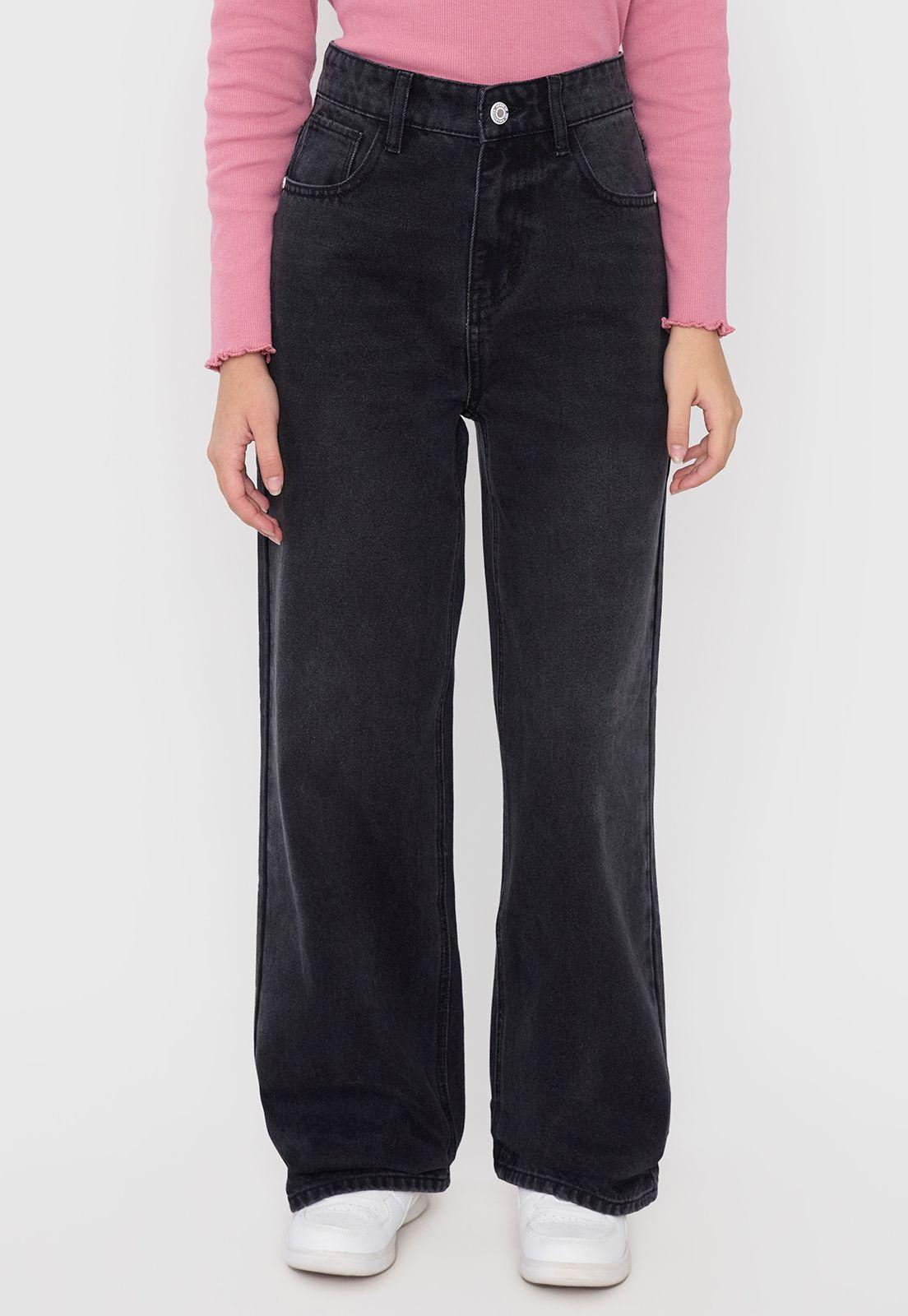 Jeans Niña Teen Wide Leg Negro Corona-1