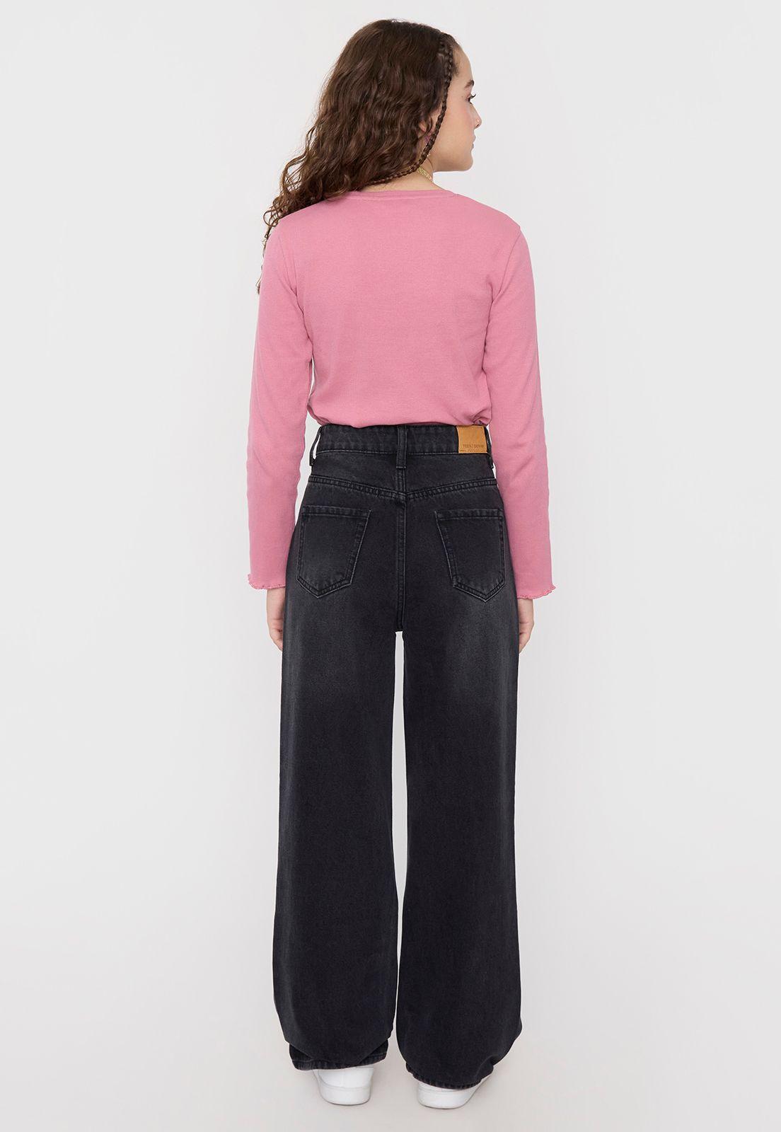 Jeans Niña Teen Wide Leg Negro Corona-2
