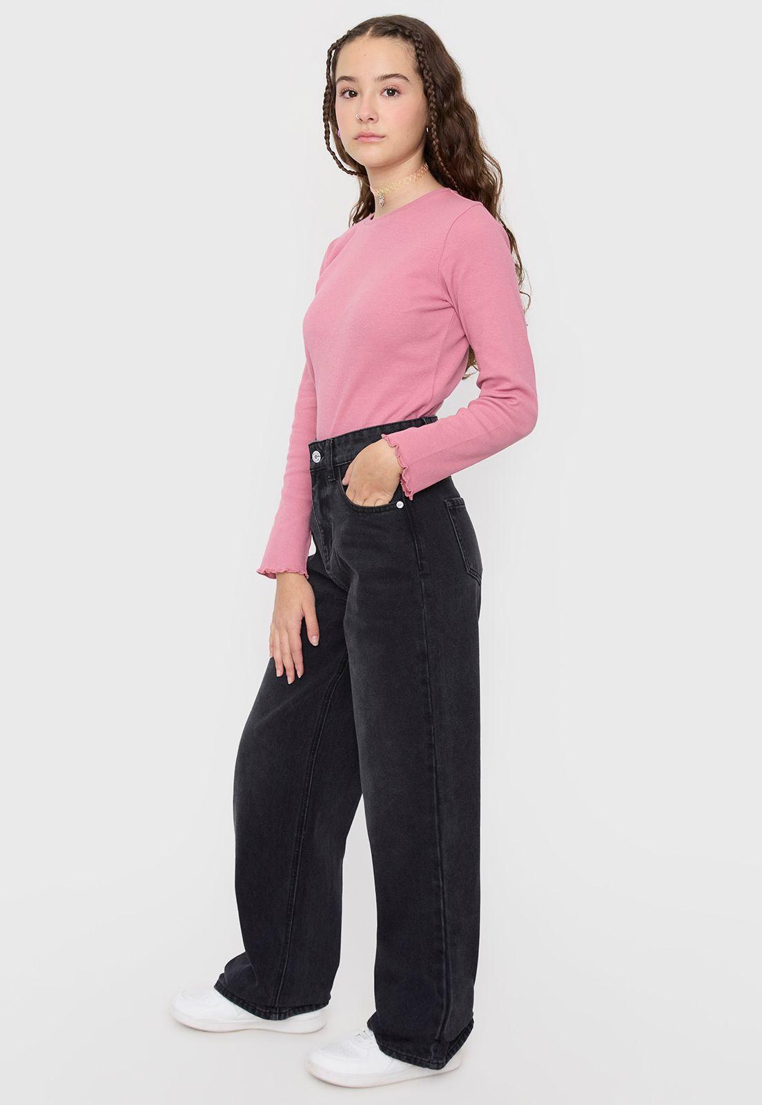 Jeans Niña Teen Wide Leg Negro Corona-3