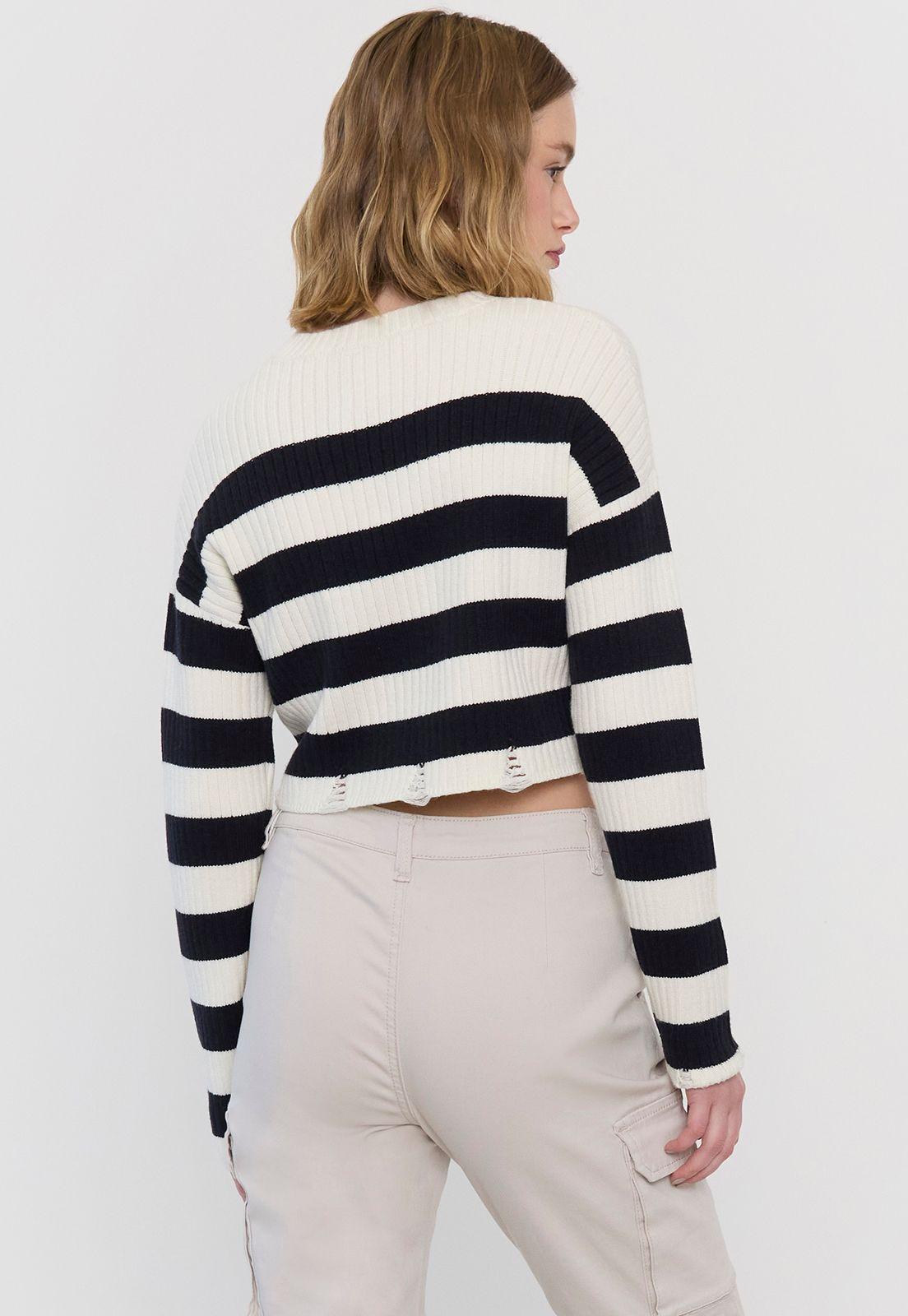 Sweater Mujer Líneas Azul Marino Corona-1