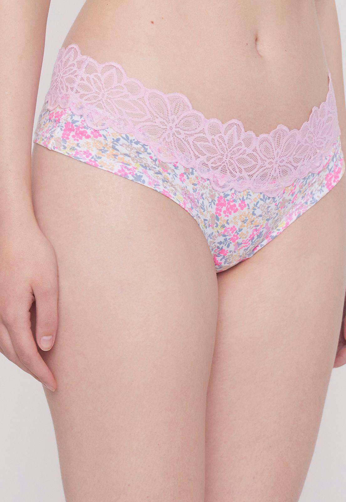 Pantaleta Mujer Cotton Flores Fondo Ecru Corona-2