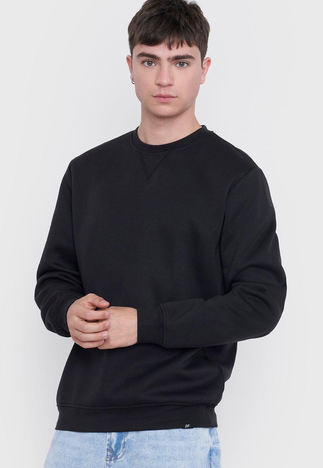 Polerón Hombre Round Neck Liso Negro Corona-2
