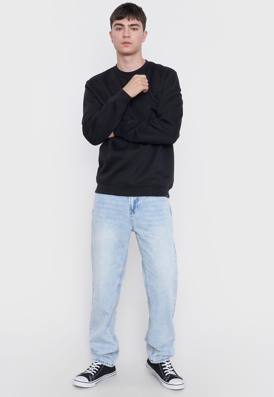 Polerón Hombre Round Neck Liso Negro Corona-3
