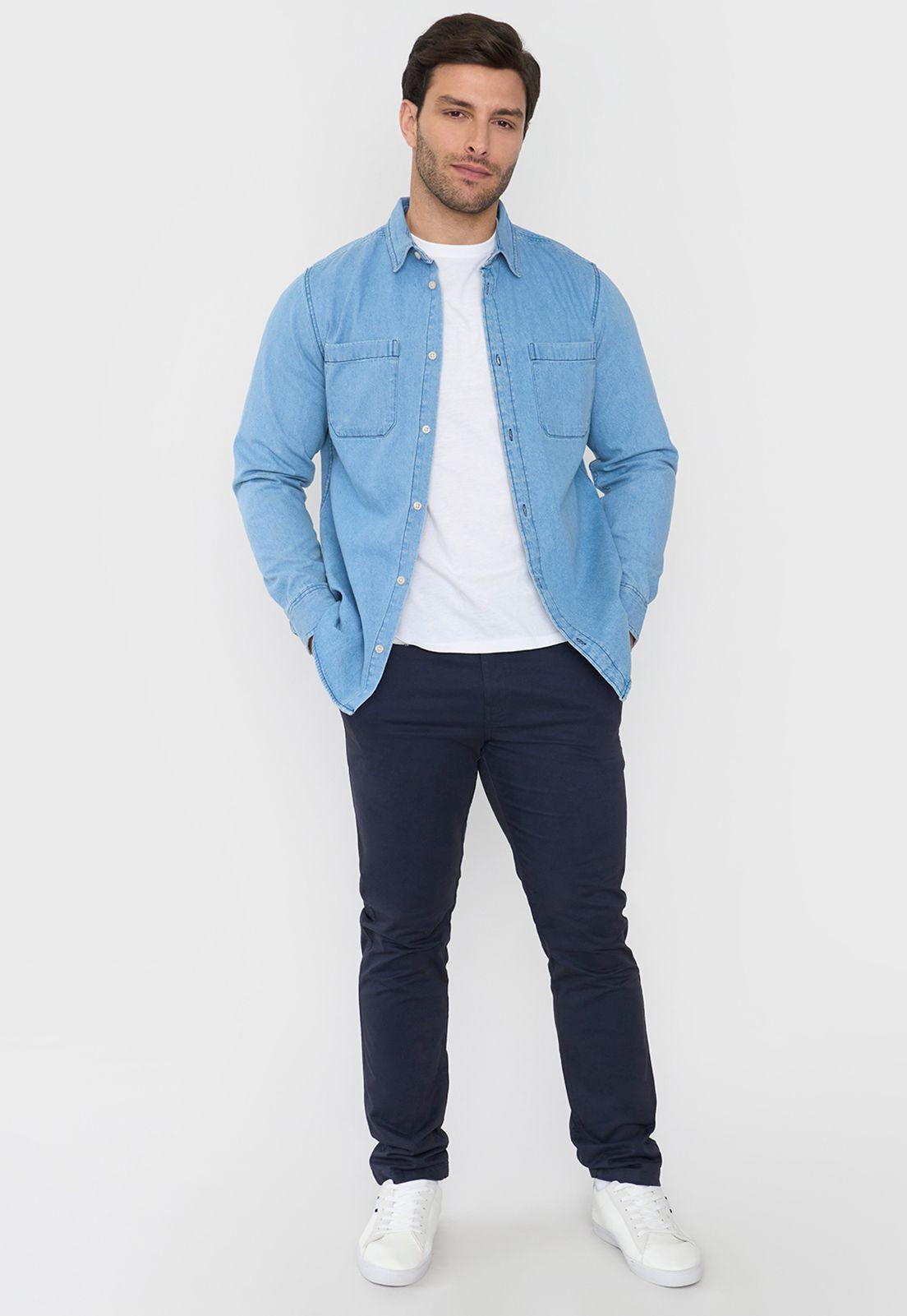 Camisa Hombre Denim Azul Corona-3
