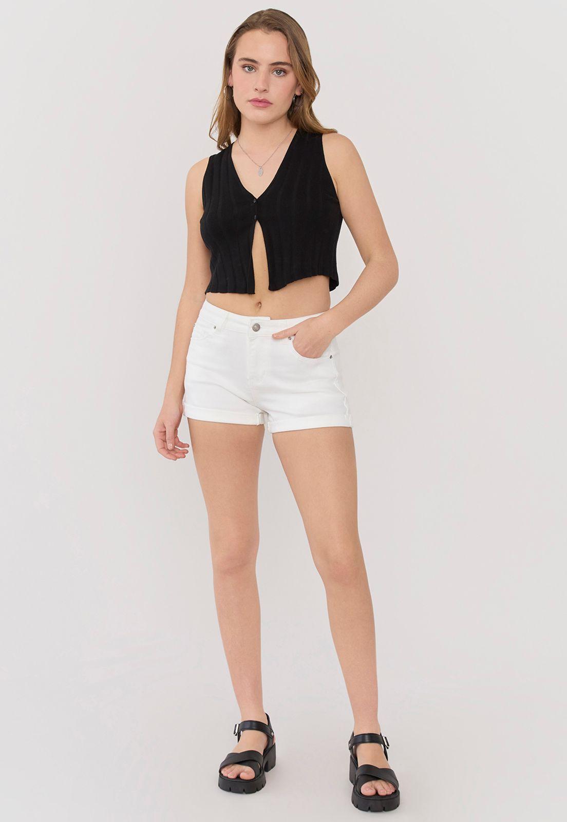 Short Mujer Bota Doblada Blanco Corona-0