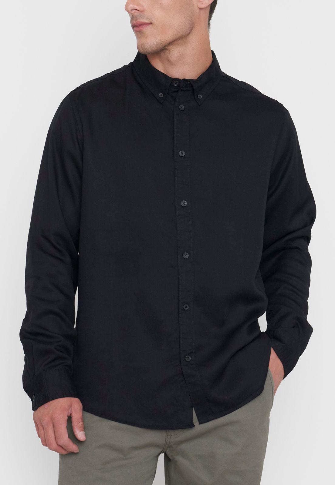 Camisa Hombre Liviana Negro Corona-2