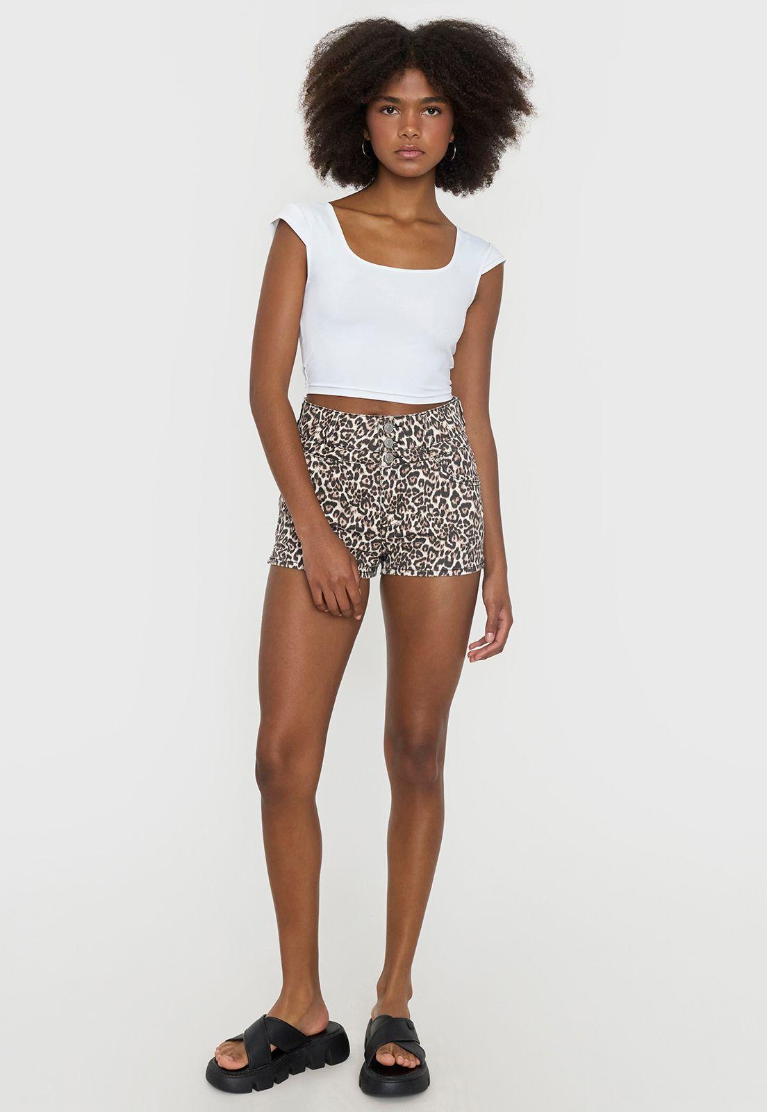 Short Mujer Full Animal Print Café Corona-0