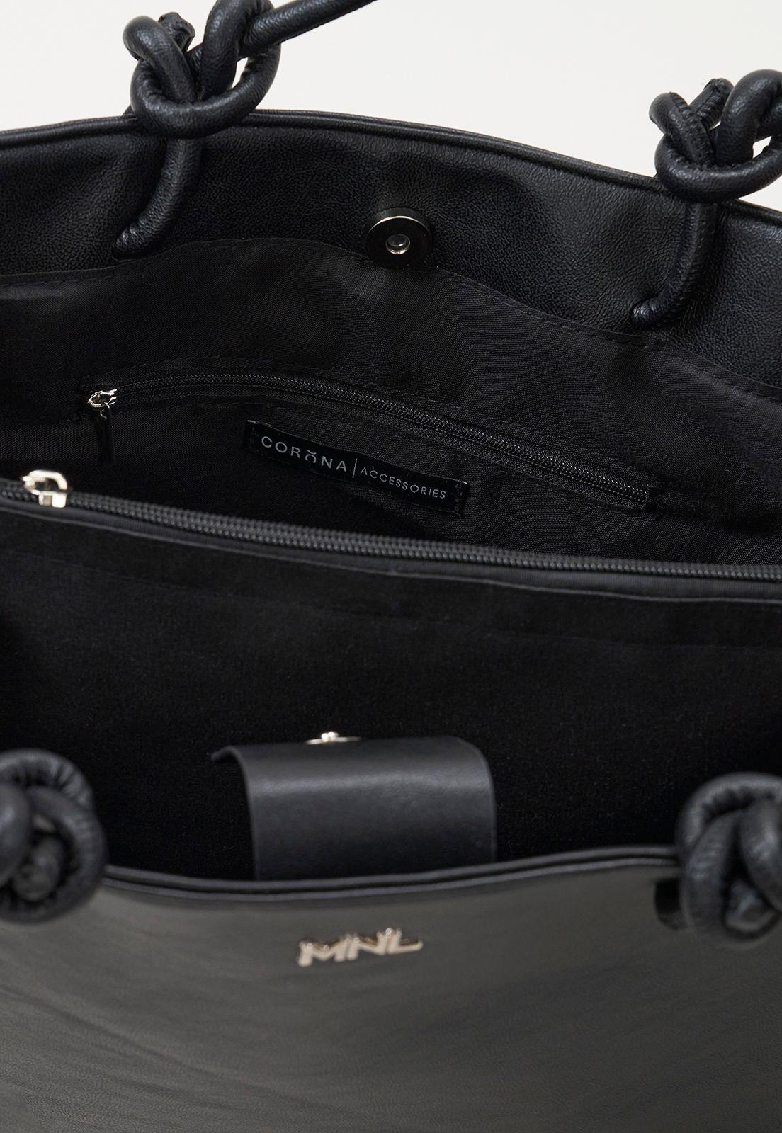 Cartera Mujer Ecocuero Negro Corona-3