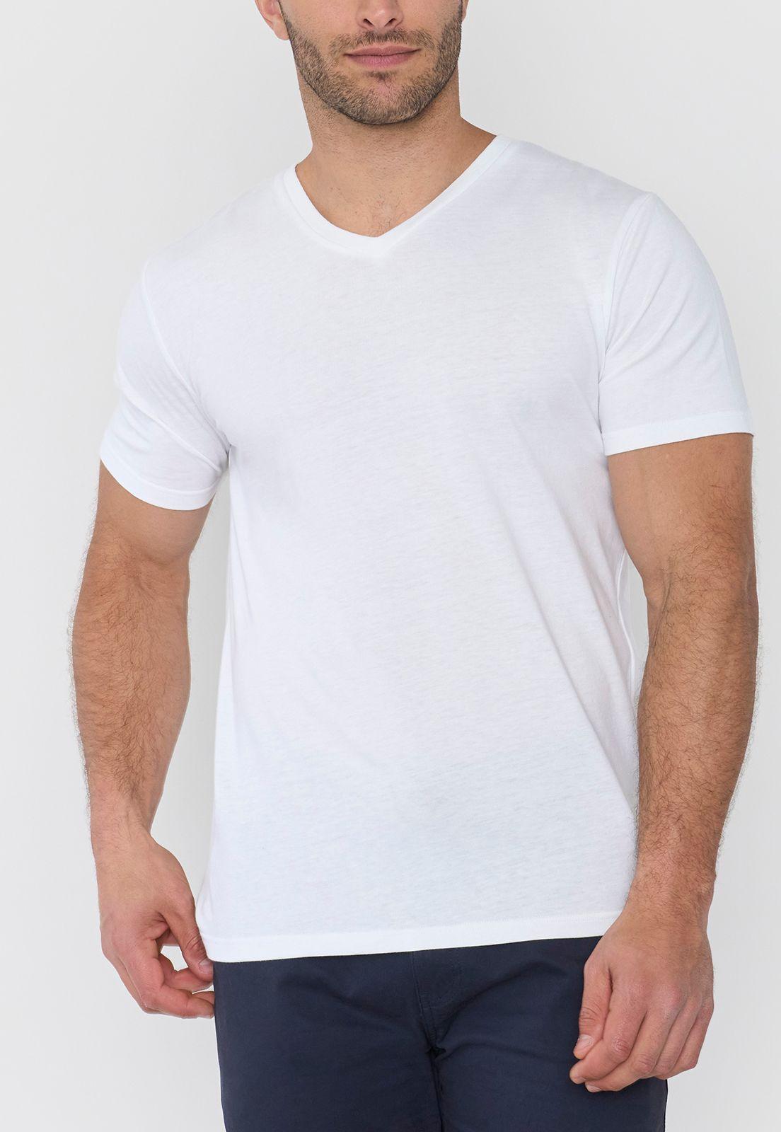 Polera Hombre V-Neck Color Blanco Corona-2