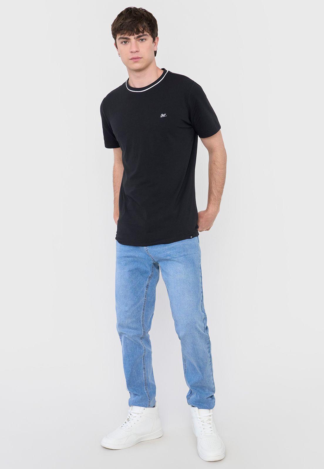Polera Hombre Slim Detalle Cuello Negro Corona-3