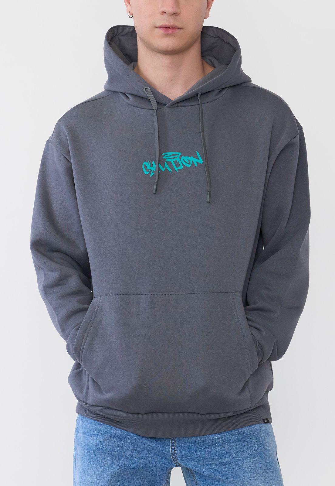 Polerón Hombre Hood Print Grafitti Gris Oscuro Corona-2