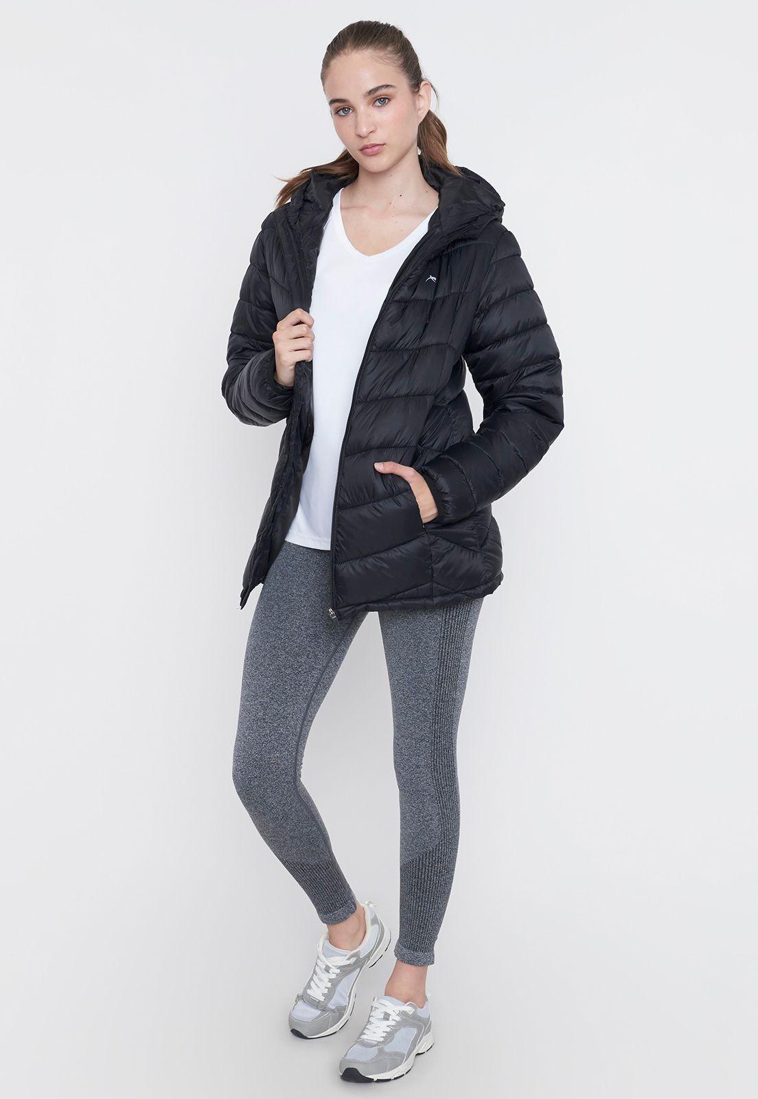 Parka Mujer Deportiva Zipper Negro Corona-3