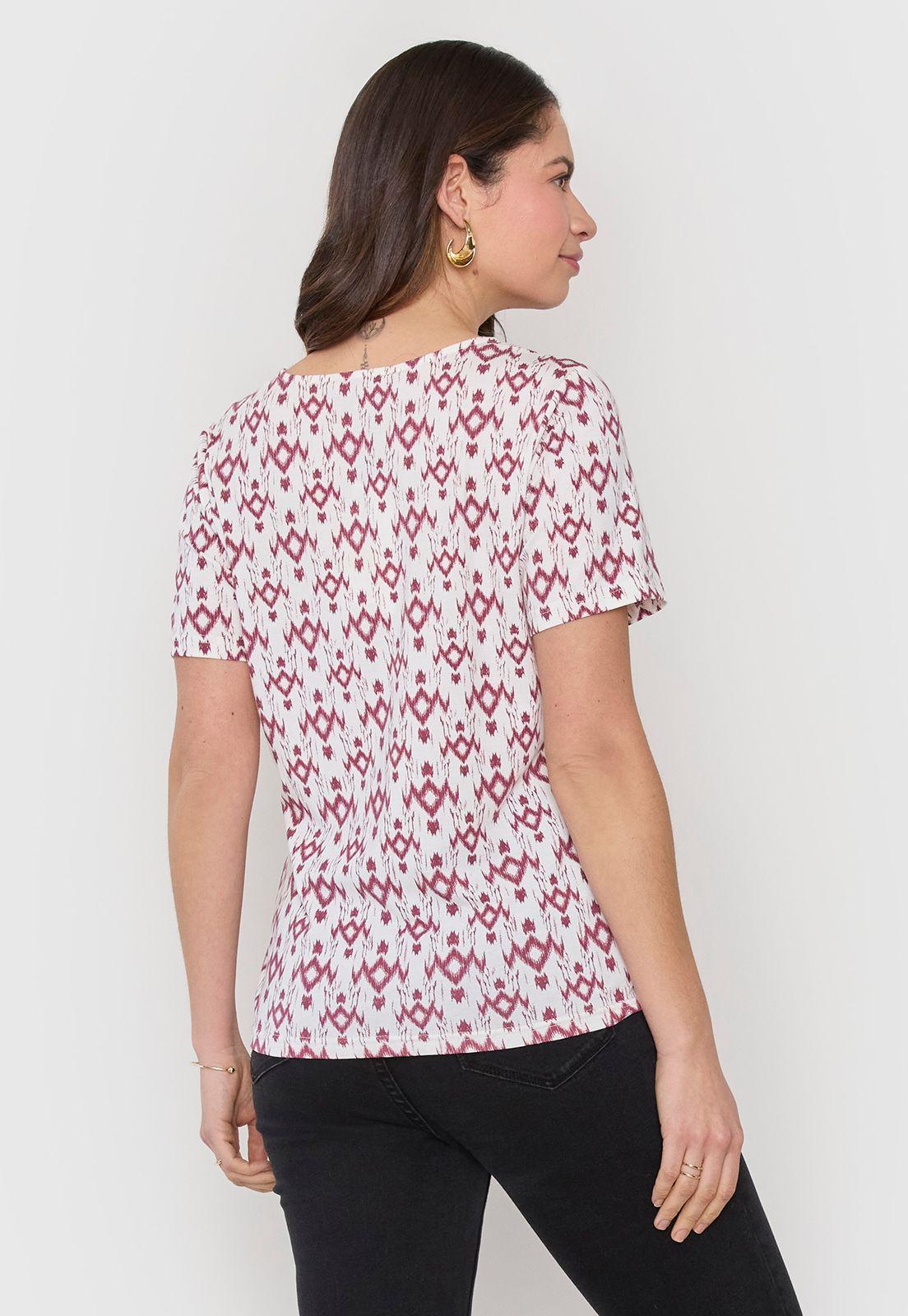 Polera Mujer Full Print Joya Carey Rosado Tribal Corona-1