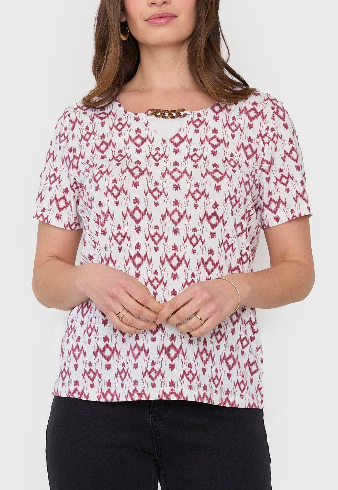 Polera Mujer Full Print Joya Carey Rosado Tribal Corona-2