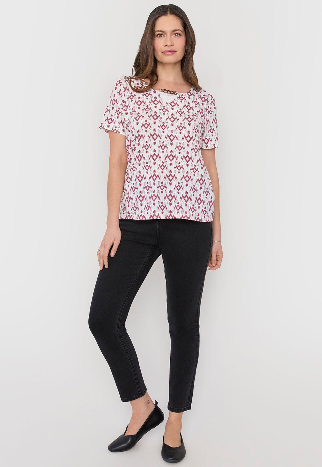 Polera Mujer Full Print Joya Carey Rosado Tribal Corona-3