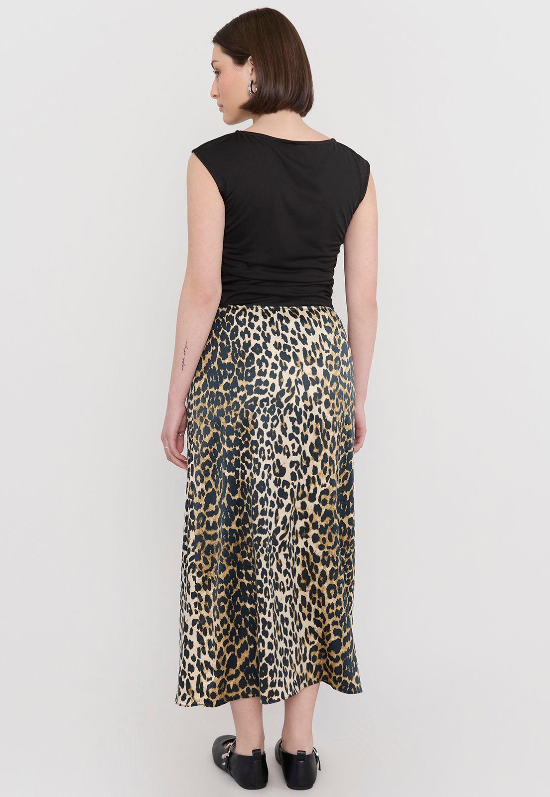Falda Mujer Midi Satín Animal Print Corona-2