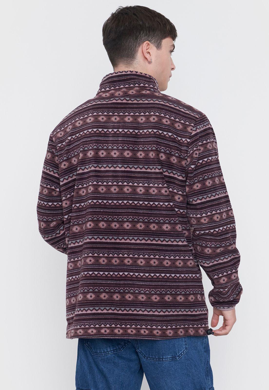 Polerón Polar Hombre Print Half Zipper Rosado Étnico Corona-1