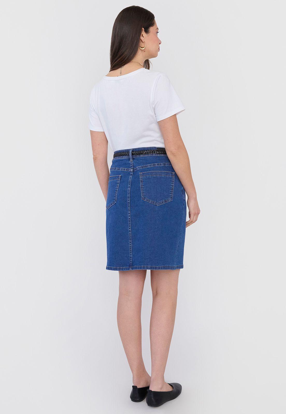 Falda Mujer Denim Cinturón Azul Oscuro Corona-2