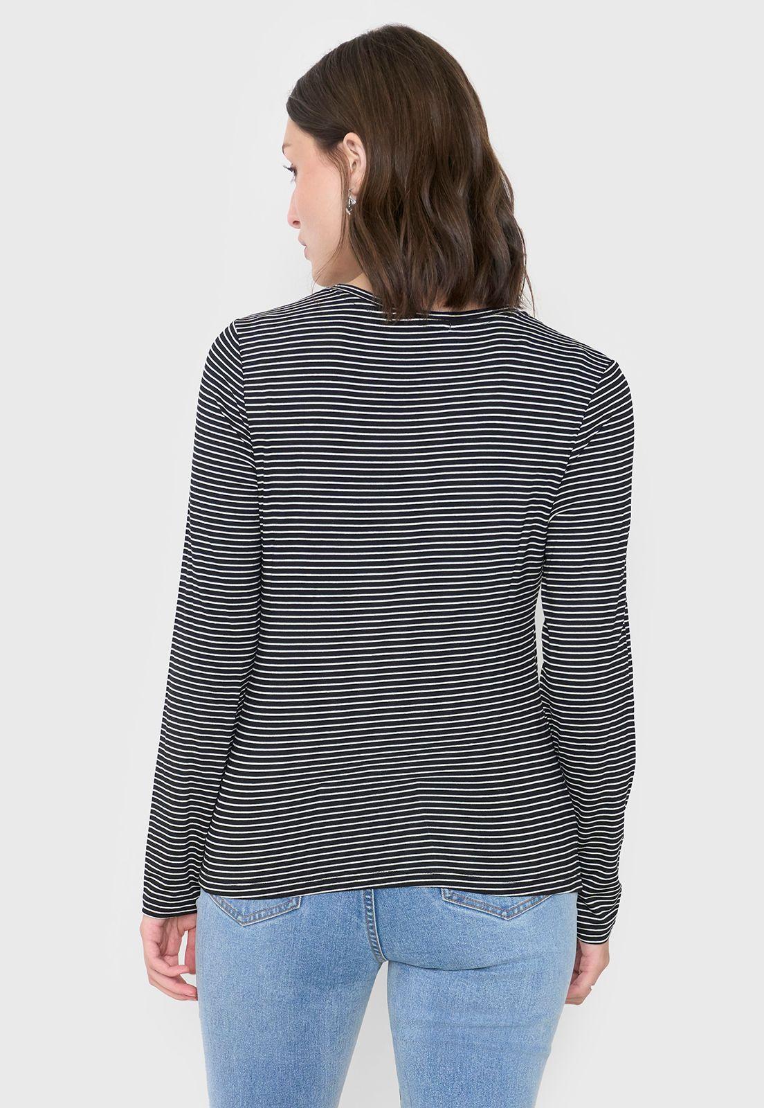 Polera Mujer Manga Larga Líneas Negro Corona-1
