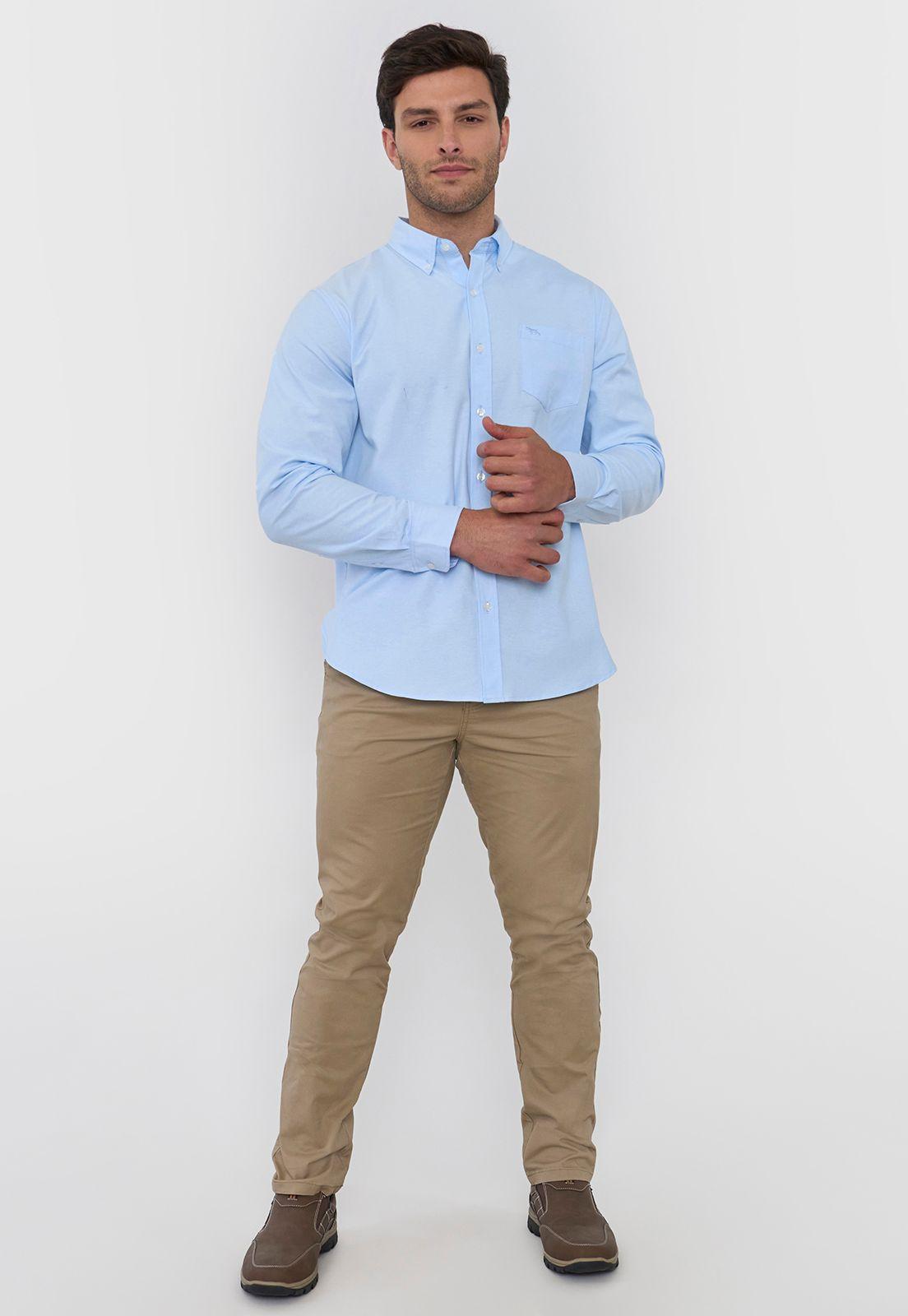 Camisa Hombre Oxford Color Celeste Corona-3