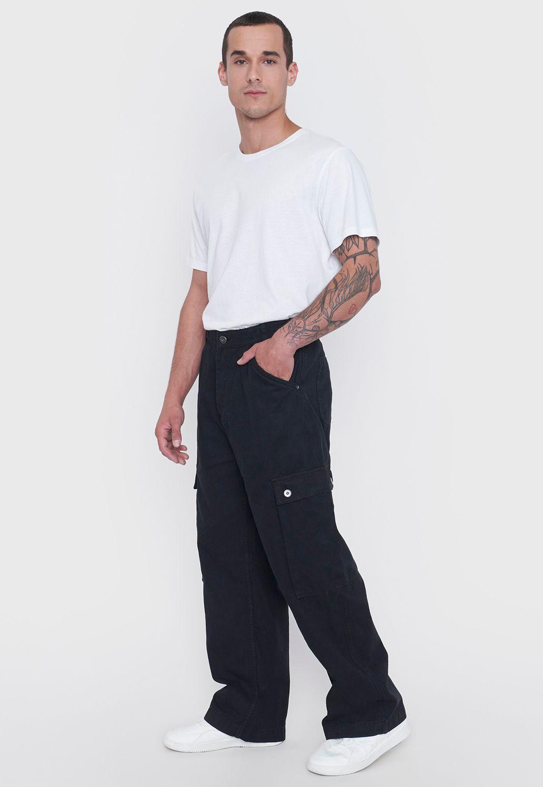Pantalón Hombre Parachute Negro Corona-3