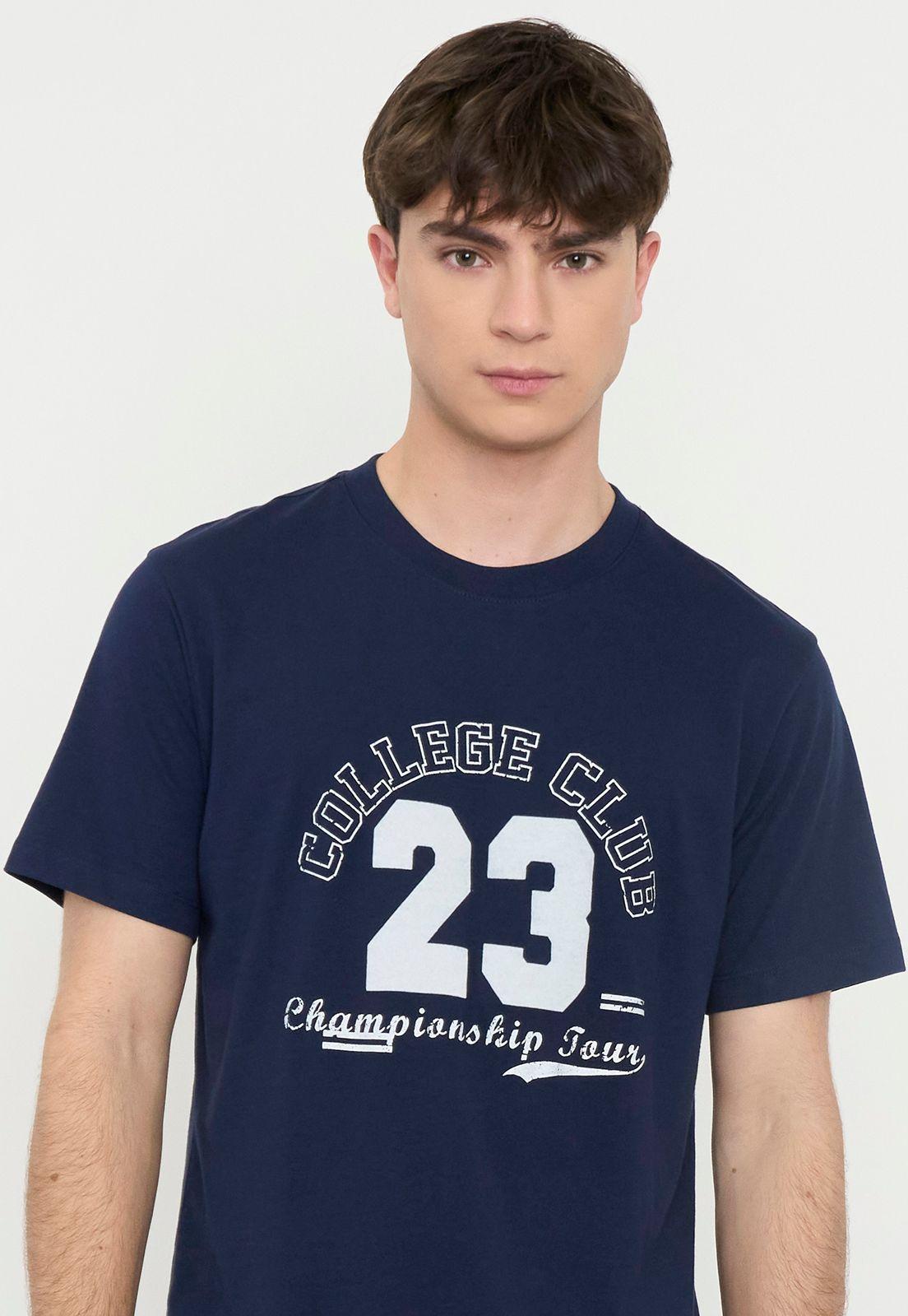 Polera Hombre R-Neck Print Azul Corona-2