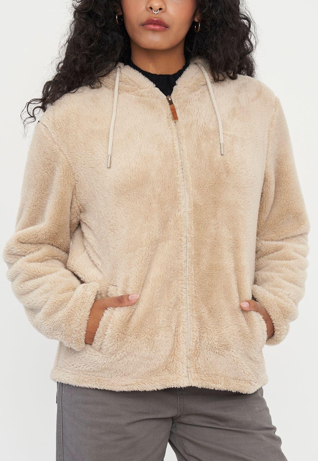 Polerón Mujer Peludo Beige Corona-2
