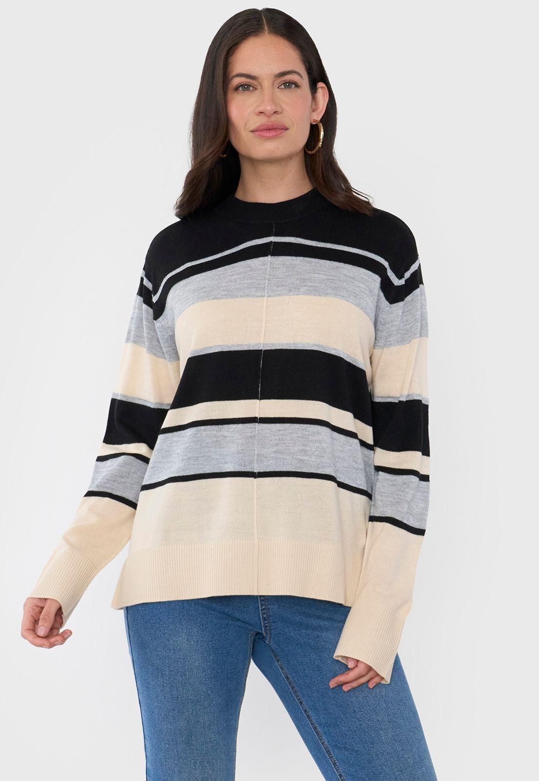 Sweater Mujer Tachas Gris Corona-0