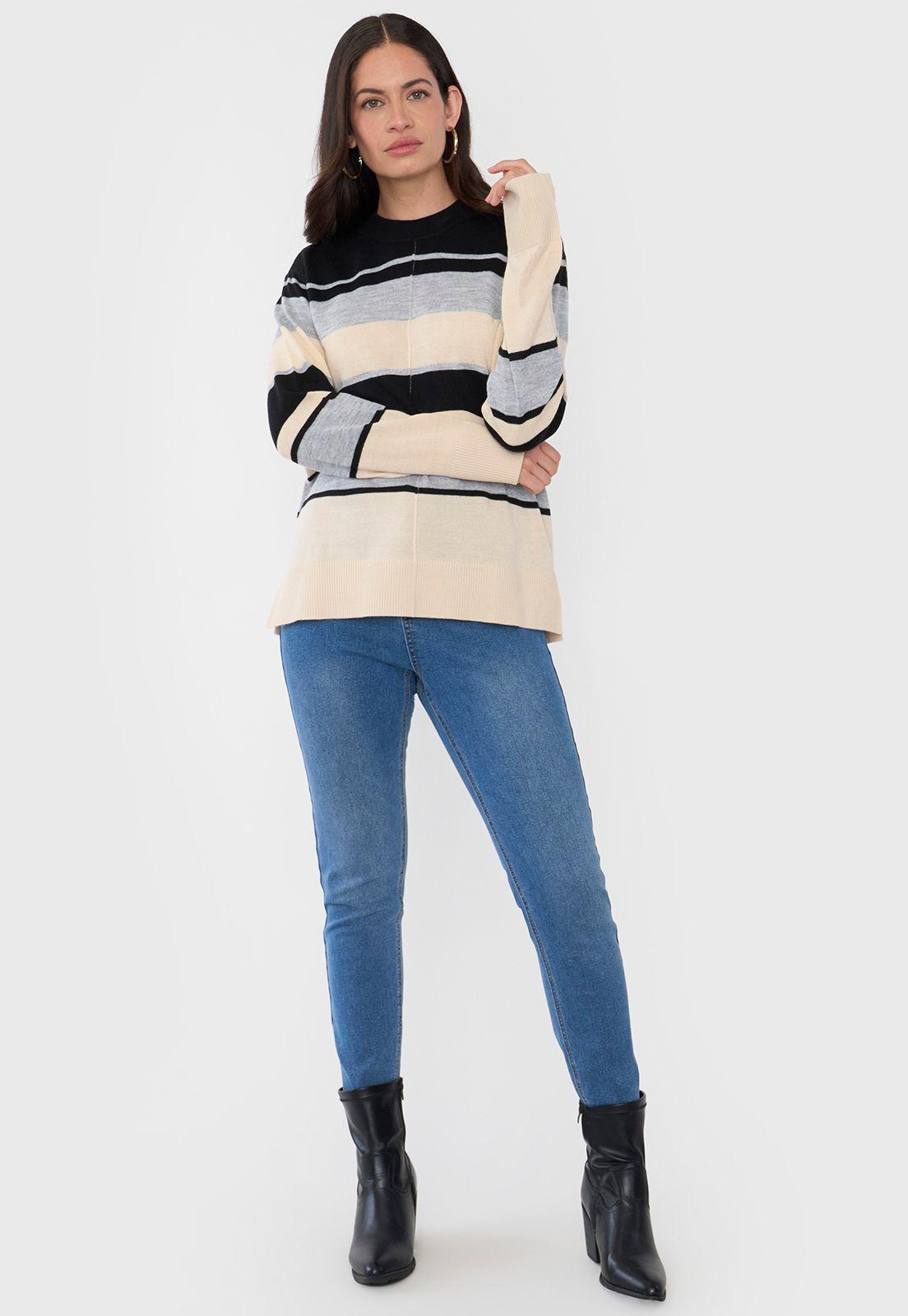 Sweater Mujer Tachas Gris Corona-3