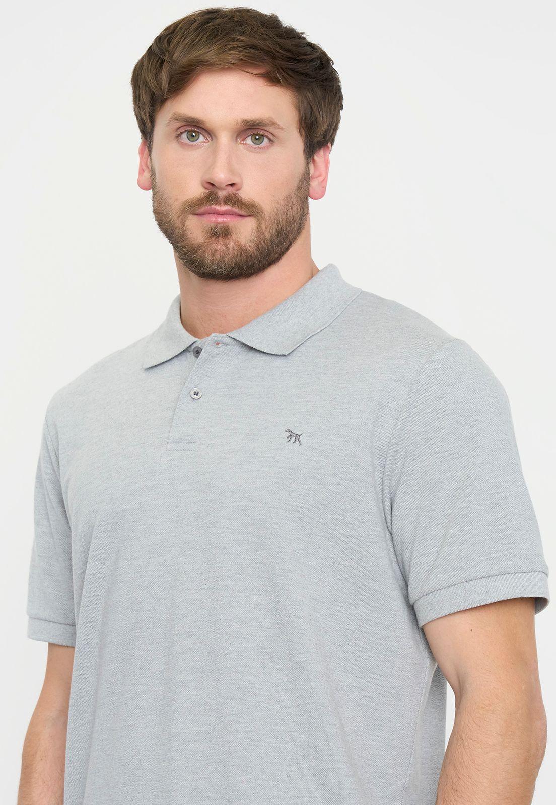Polera Hombre Lisa Piqué Gris M/C Corona-2