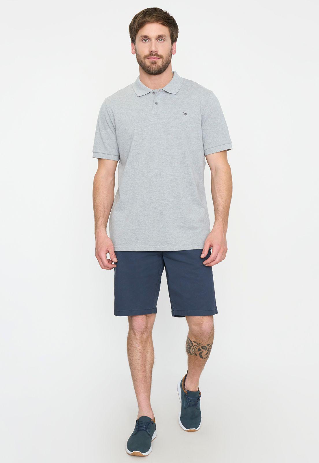 Polera Hombre Lisa Piqué Gris M/C Corona-3