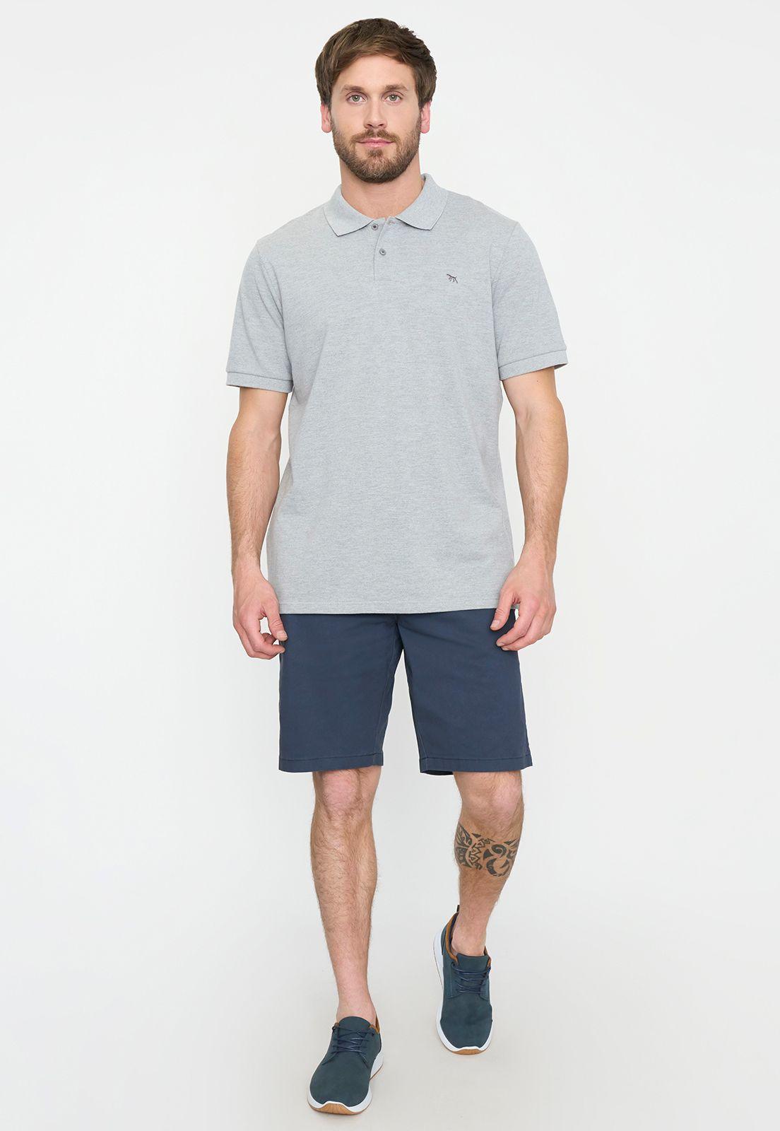 Polera Hombre Lisa Piqué Gris M/C Corona-5